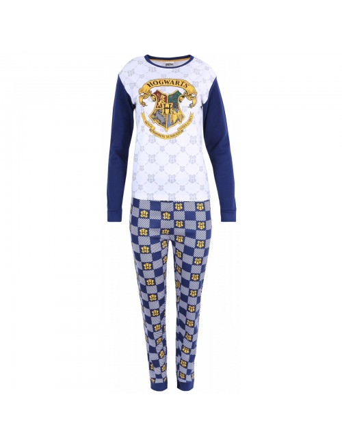 Pijama Harry Potter Hogwarts, alb-albastru, 6-14 ani
