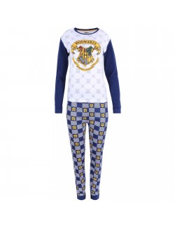 Pijama Harry Potter Hogwarts, alb-albastru, 6-14 ani
