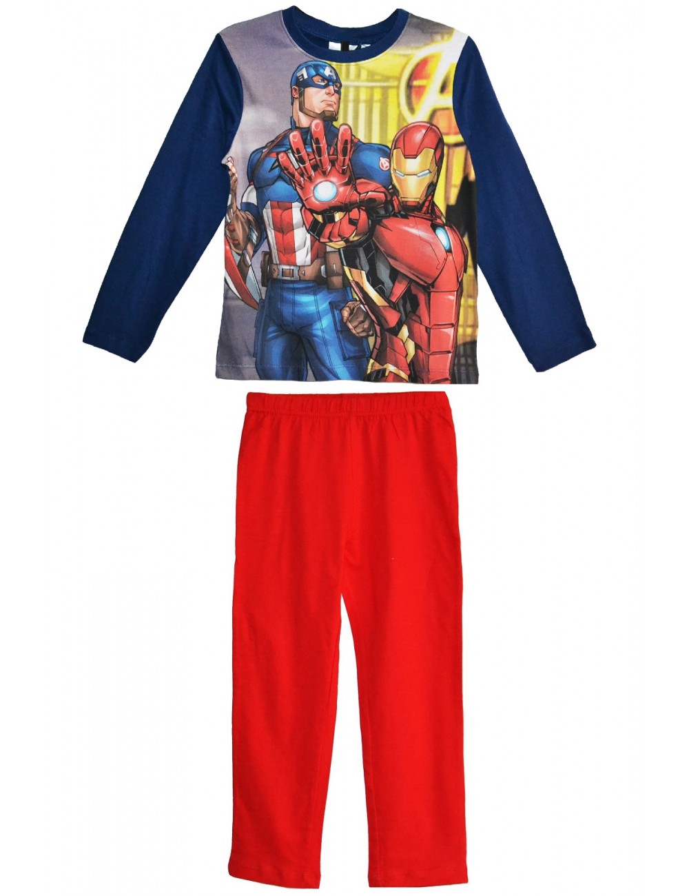 trough internal Disparity Pijama Super-eroi Avengers, bleumarin-rosu, 4-10 ani