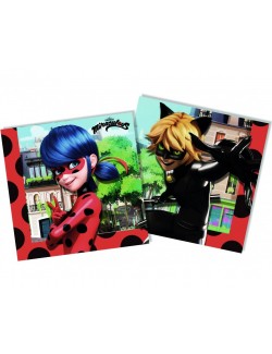 Set 20 servetele, Buburuza si Motan Noir, 33 x 33 cm