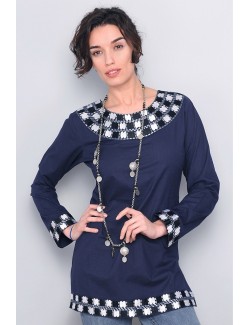 Bluza pentru femei, din bumbac, bleumarin CH007