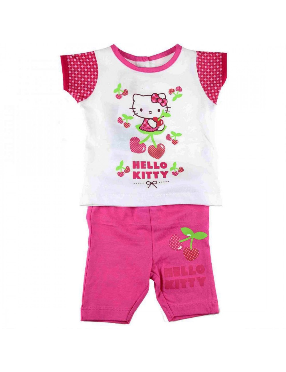 Set haine bebe: Tricou si pantaloni scurti fucsia Hello Kitty HK3412