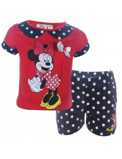 Set haine: Tricou si pantaloni scurti Minnie Mouse, cu buline