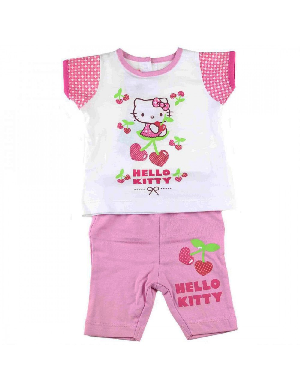 Set haine bebe: Tricou si pantaloni scurti roz Hello Kitty HK3412