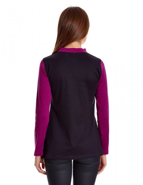 Bluza lunga pentru femei violet-negru 05.WE-1009