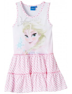 Rochita de vara Frozen, alba cu inimioare, 2-8  ani