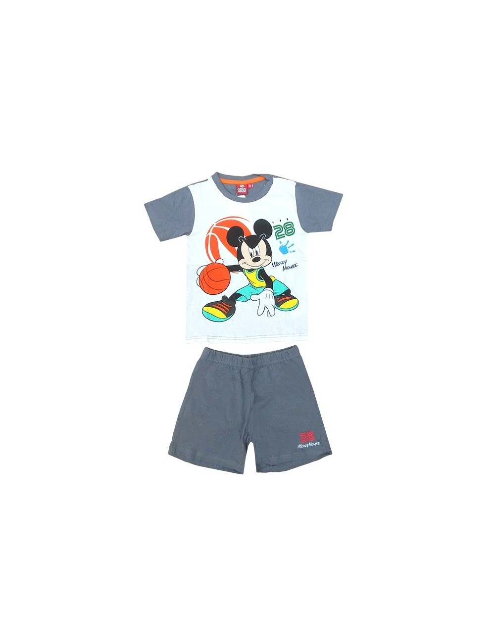 Pijama de vara copii, Disney Mikey Mouse, alb-gri