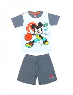 Pijama de vara copii, Disney Mikey Mouse, alb-gri
