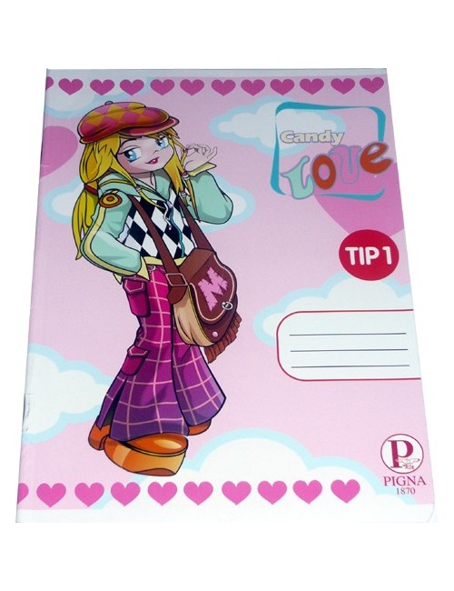 Caiet Tip 1 Pigna Clasic, A5, 24 file, Candy Love