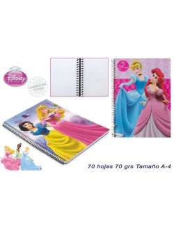 Caiet matematica A4, 70 file, Printesele Disney