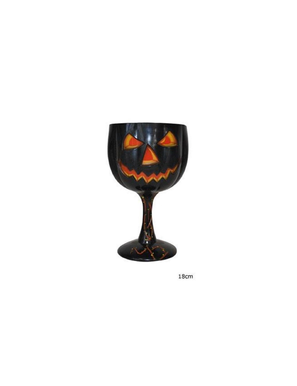 Pahar cu picior Halloween cu Dovleac Jack-o'-Lantern, 18 cm