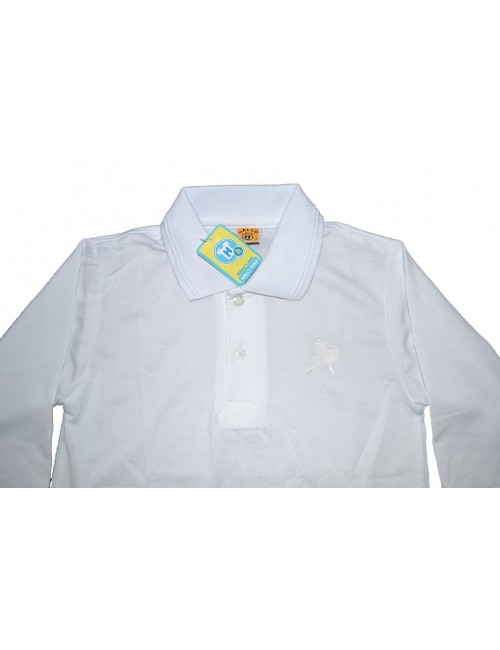 Bluza alba, model polo, pentru copii 7-9 ani