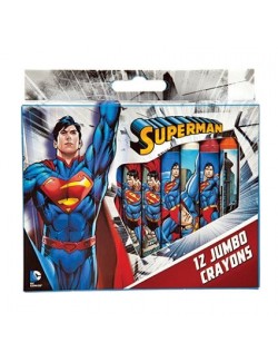 Set 12 creioane colorate, cerate, Superman