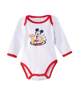 Body Mickey Mouse, alb/rosu, bebelusi 3-23 luni