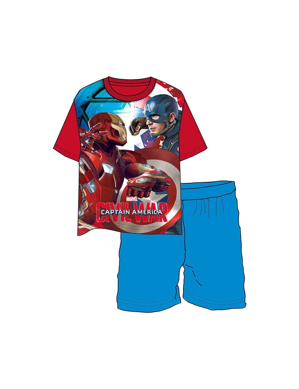 Pijama Captain America - Iron Man: Civil War, copii 4 - 10 ani