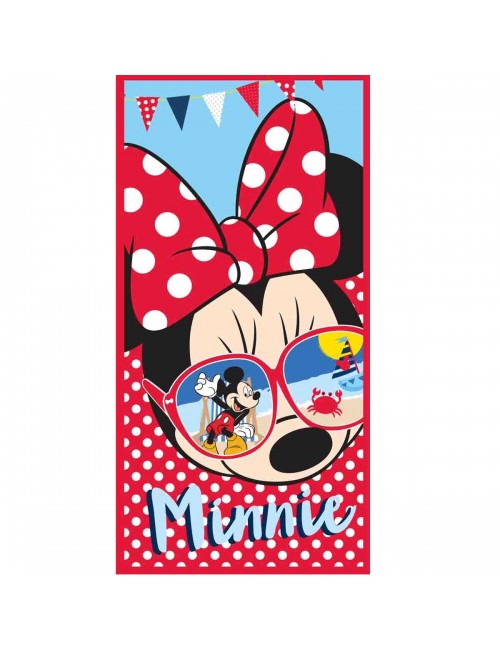 Prosop plaja Minnie Mouse cu ochelari, 70x140 cm