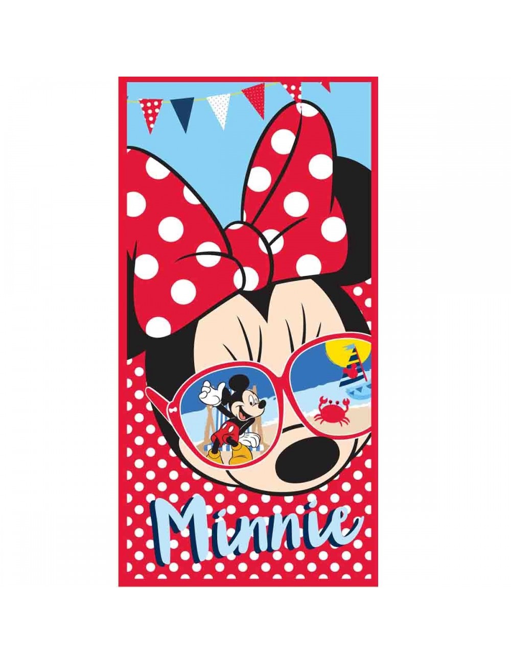 Prosop plaja Minnie Mouse cu ochelari, 70x140 cm
