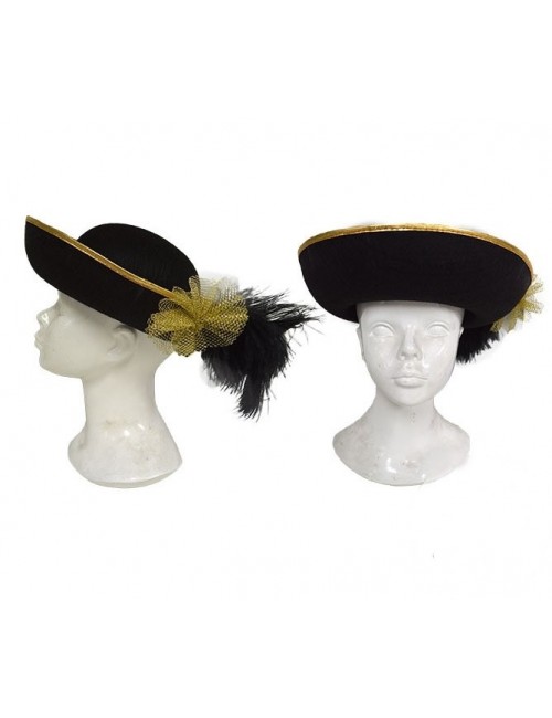 Palarie femeie - muschetar, cu bordura aurie